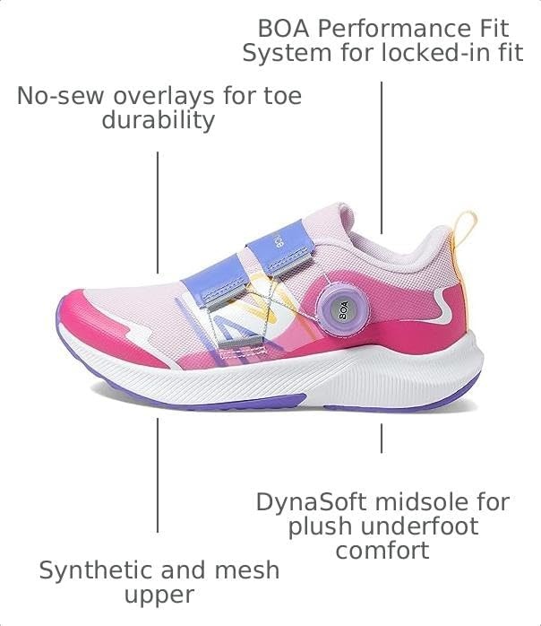image:imageNew Balance Kids DynaSoft Reveal V4 Boa Running ShoeLight RaspberryHipinkElectric Indigo