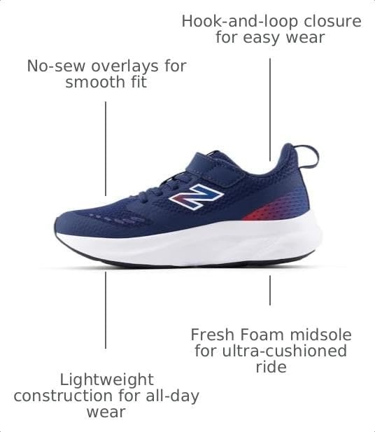 image:imageNew Balance Kids Fresh Foam 625 V1 Hook amp LoopNb NavyTeam Red