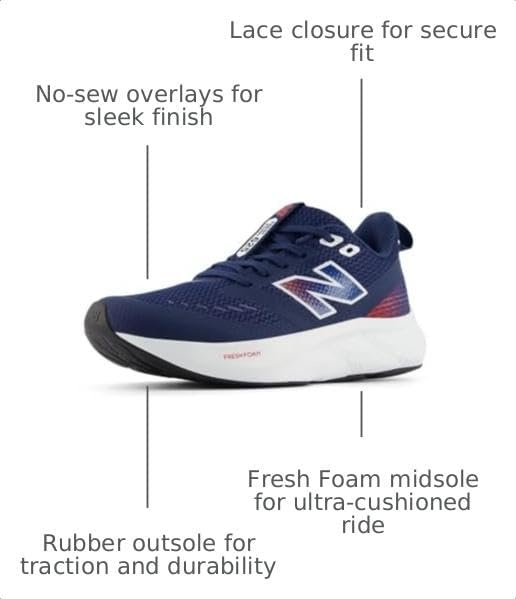 image:imageNew Balance Kids Fresh Foam 625 V1 Laceup Road Running ShoesNb NavyTeam Red