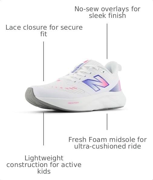 image:imageNew Balance Kids Fresh Foam 625 V1 Laceup Road Running ShoesNb WhitePink Heat