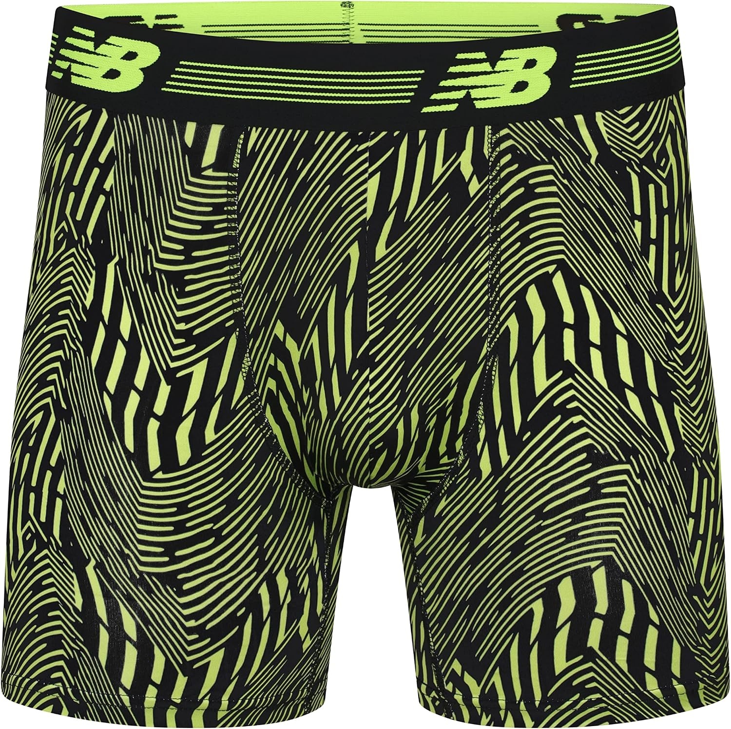 image:imageNew Balance Mens 6 Performance No Fly Boxer Brief Underwear 4 PackBlackAzure PrintBlackHilite Print