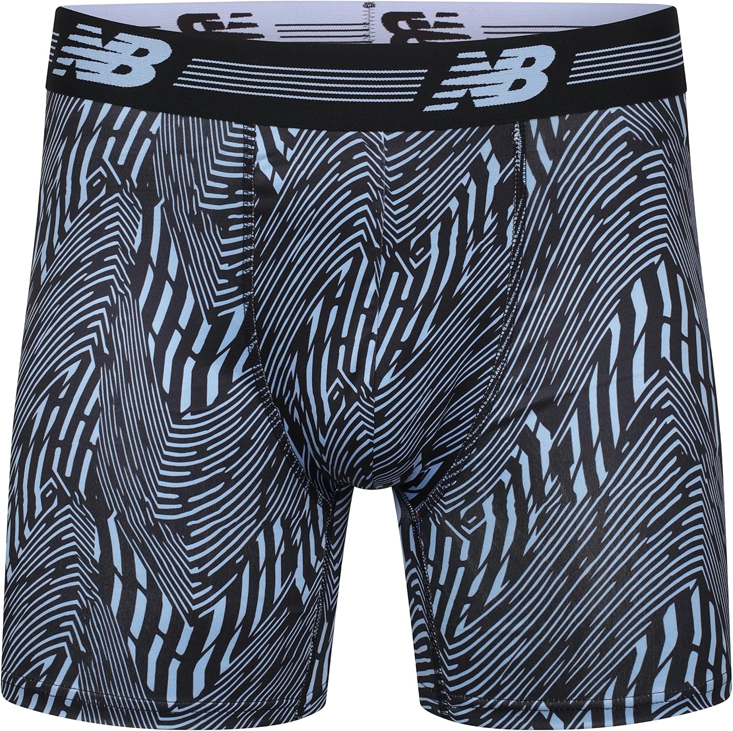 image:imageNew Balance Mens 6 Performance No Fly Boxer Brief Underwear 4 PackBlackAzure PrintBlackHilite Print