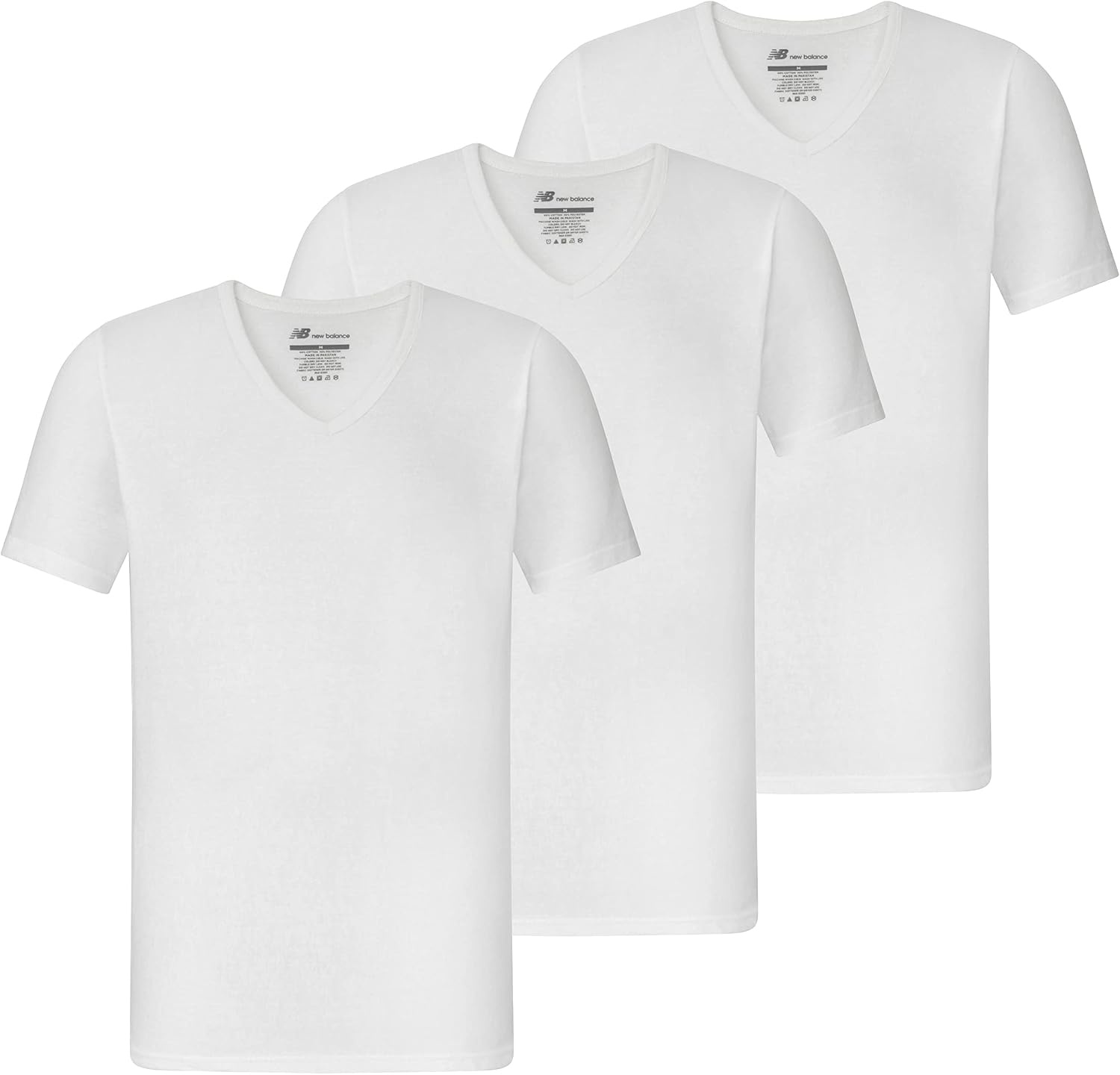 image:imageNew Balance Mens Cotton Performance Crew Neck Undershirts Tag Free and MoistureWicking 3 PackAll White