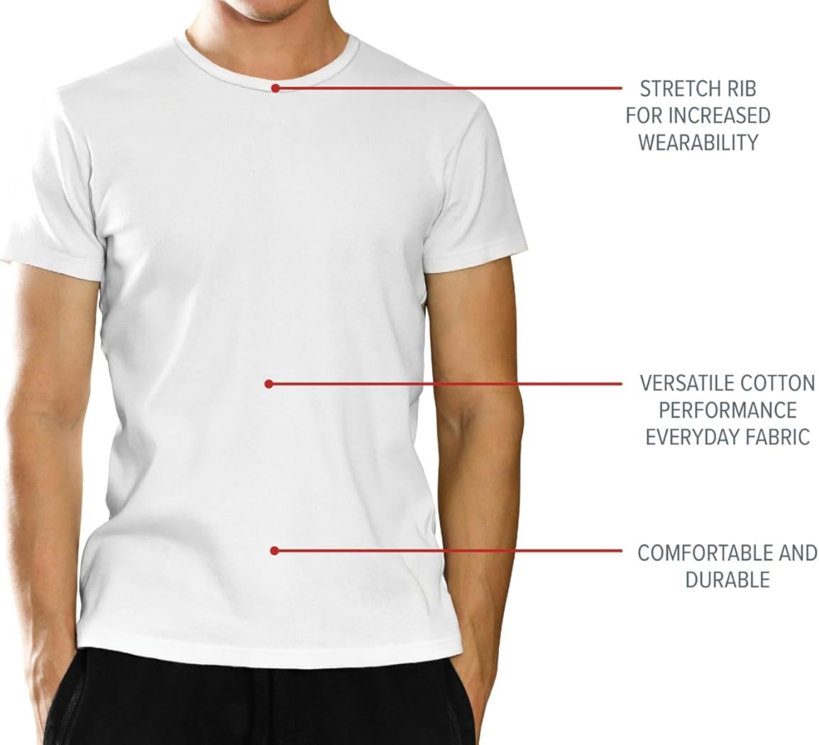 image:imageNew Balance Mens Cotton Performance Crew Neck Undershirts Tag Free and MoistureWicking 3 PackBlackWhiteHeather Grey
