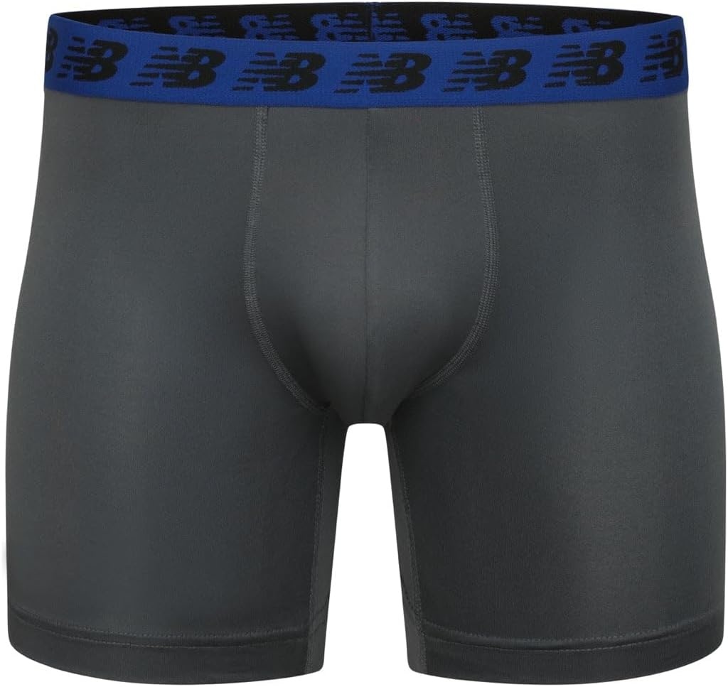 image:imageNew Balance Mens Performance Boxer Briefs Moisture Wicking Lightweight Breathable Underwear Tagless 6 PackBlackTeam RoyalMercury Red Dark GreyBlue AgateIndigo