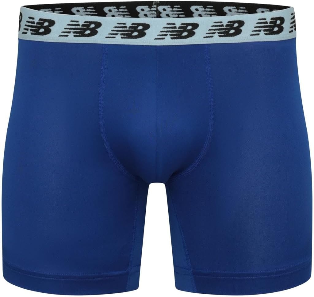 image:imageNew Balance Mens Performance Boxer Briefs Moisture Wicking Lightweight Breathable Underwear Tagless 6 PackBlackTeam RoyalMercury Red Dark GreyBlue AgateIndigo