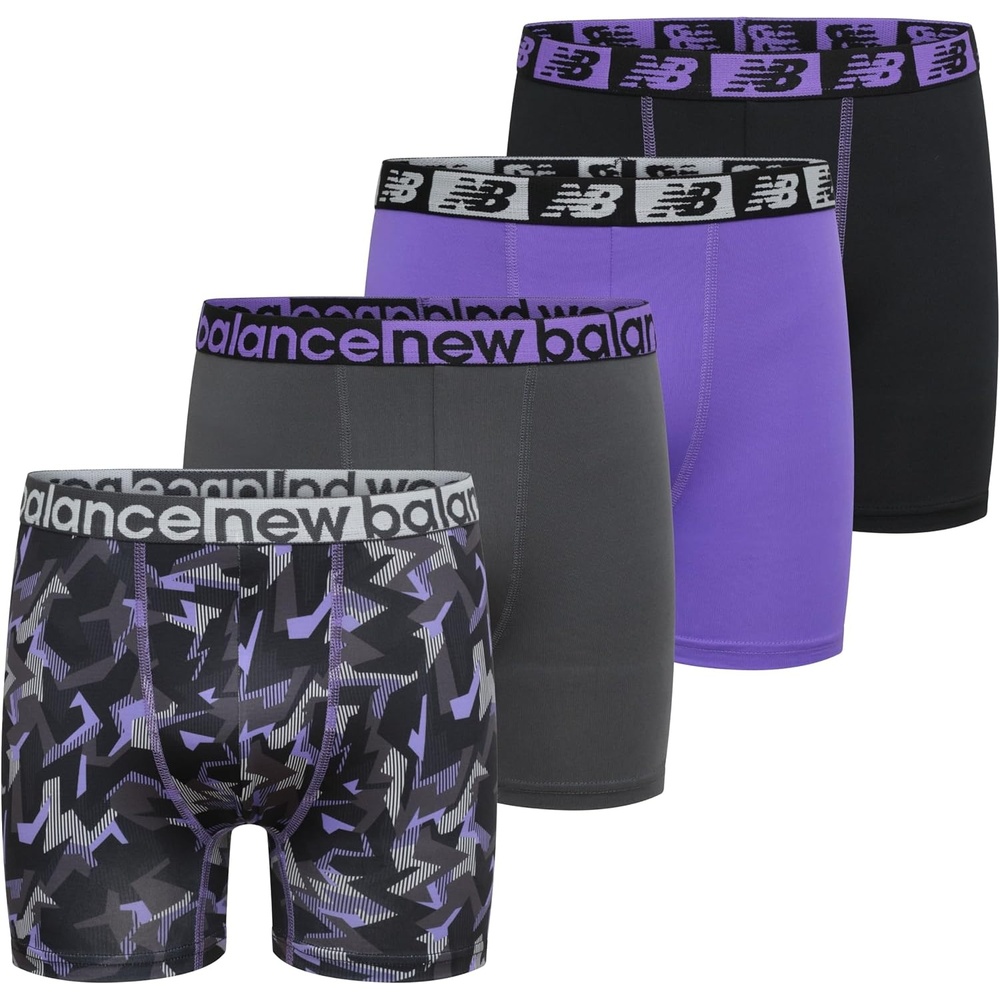 image:imageNew Balance Boys 35 Underwear Performance Boxer Briefs 4 PackElectric Thunderbolt CamoElectric IndigoMagnetBlack
