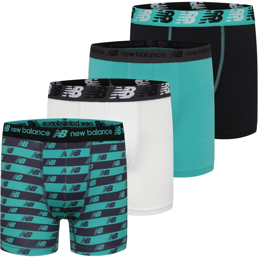 image:imageNew Balance Boys 35 Underwear Performance Boxer Briefs 4 PackMidnight VioletIceAiry TealBlack