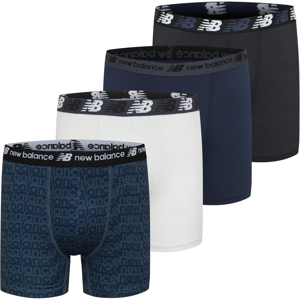 image:imageNew Balance Boys 35 Underwear Performance Boxer Briefs 4 PackNavy Dark ArticBlackNavyIce