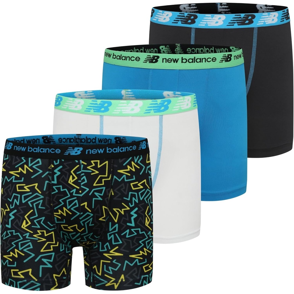 image:imageNew Balance Boys 35 Underwear Performance Boxer Briefs 4 PackSpice Blue ElectricIceSpice BlueBlack