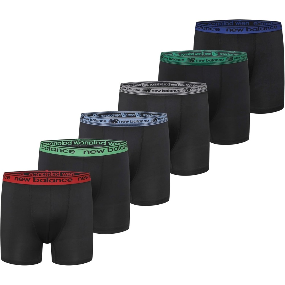 image:imageNew Balance Boys Nonbrushed Jersey Sport Performance Wicking Boxer Briefs Underwear Multi PackBlackBlackBlackBlackBlack Electric Sky