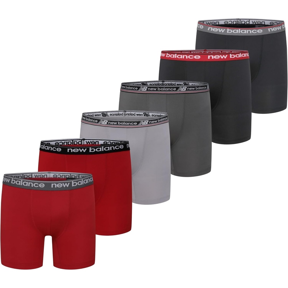 image:imageNew Balance Boys Nonbrushed Jersey Sport Performance Wicking Boxer Briefs Underwear Multi PackBlackCastlerockTeam RedRaincloudBlackTeam Red