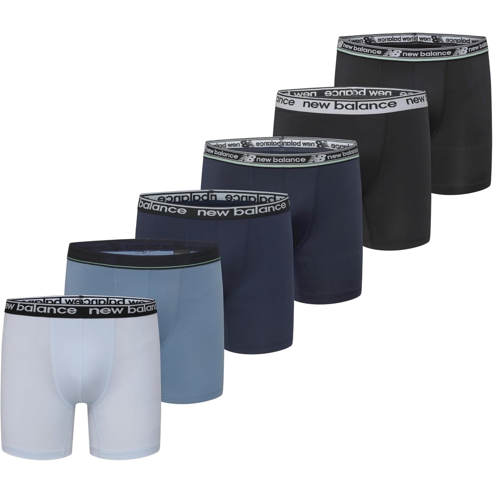 image:imageNew Balance Boys Nonbrushed Jersey Sport Performance Wicking Boxer Briefs Underwear Multi PackBlackTeam NavyFrosted GlassStillwaterTeam NavyBlack