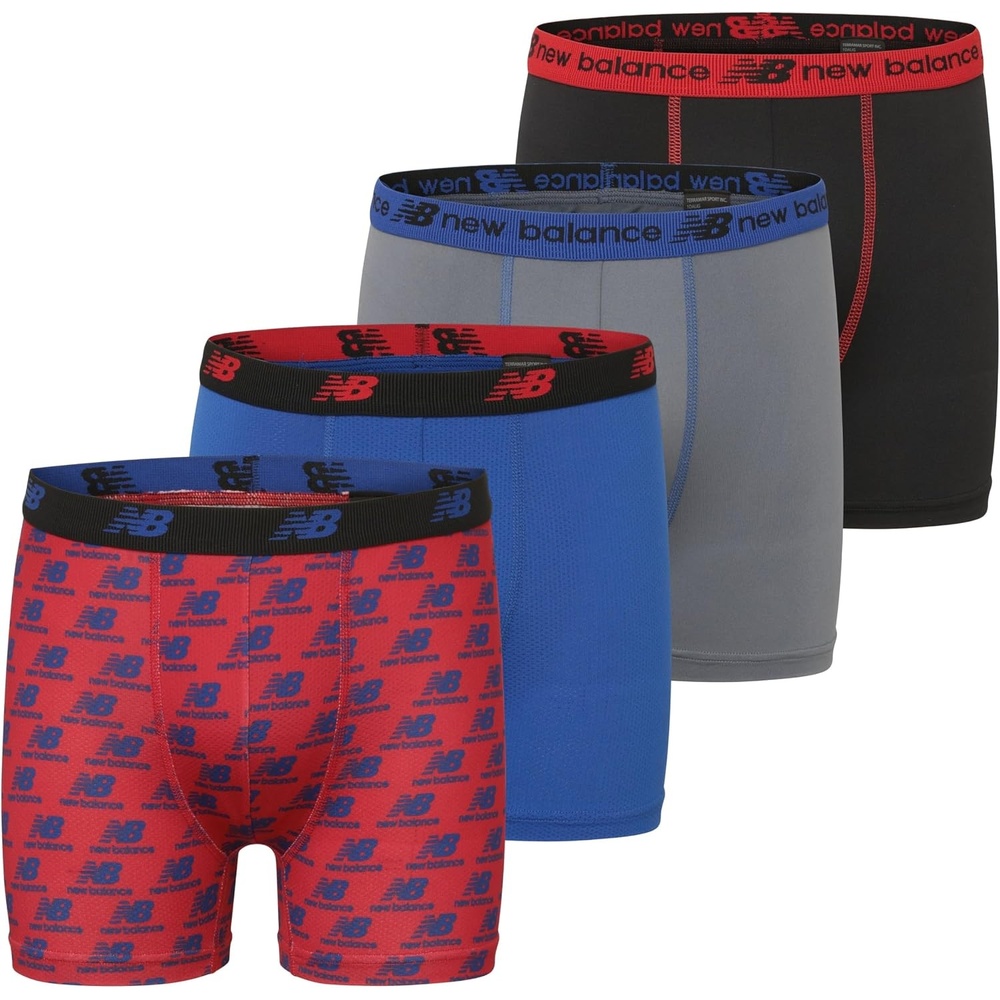 image:imageNew Balance Boys Tagless Moisture Wicking Breathable Boxer Briefs Underwear 2 Performance2 MeshTeam RedBlackTeam RoyalDark Arctic Grey