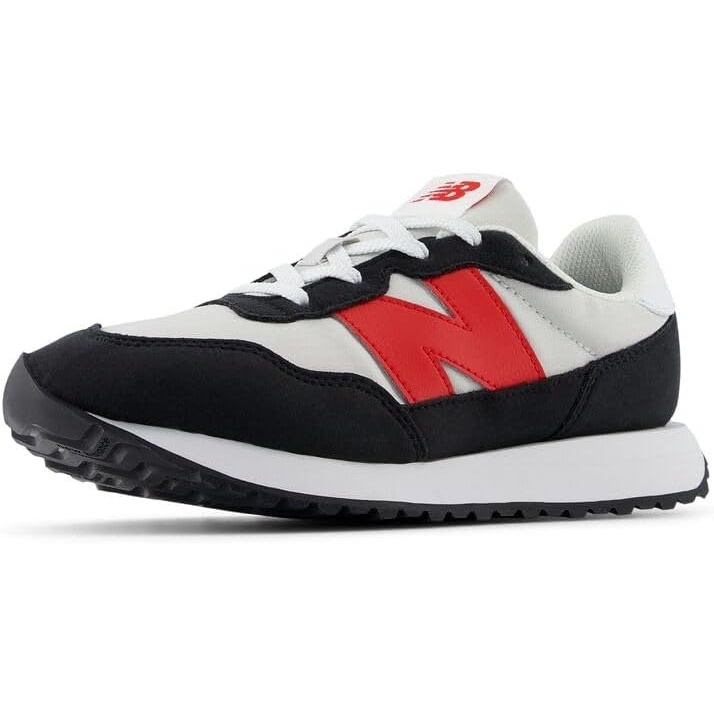 image:imageNew Balance Kids 237 V1 Laceup SneakerGrey MatterTrue Red
