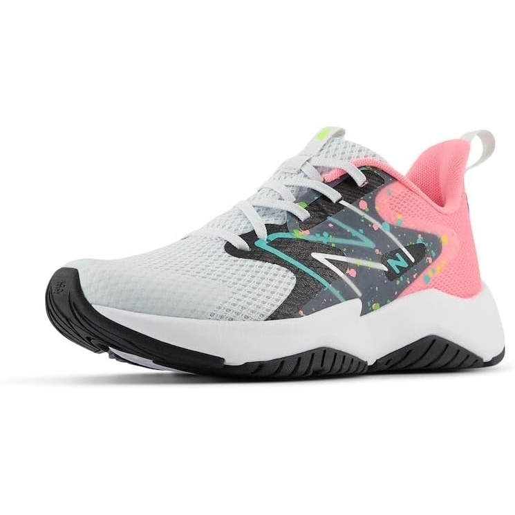 image:imageNew Balance Kids Rave Run V2 LaceUp Running Shoes Road Running ShoesQuartz GreyUltra PinkCyber Jade