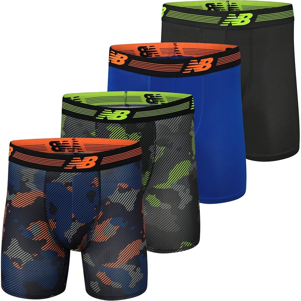 image:imageNew Balance Mens 6 Performance No Fly Boxer Brief Underwear 4 PackHltBlackhtTeam RoyalTeam Royal Strt