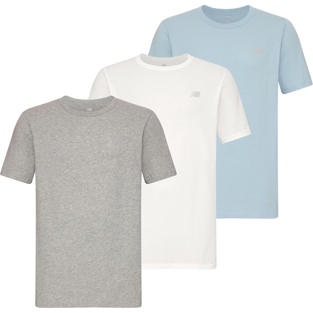 image:imageNew Balance Mens Cotton Performance Crew Neck Undershirts Tag Free and MoistureWicking 3 PackLight Heather GreyWhiteLight Chrome