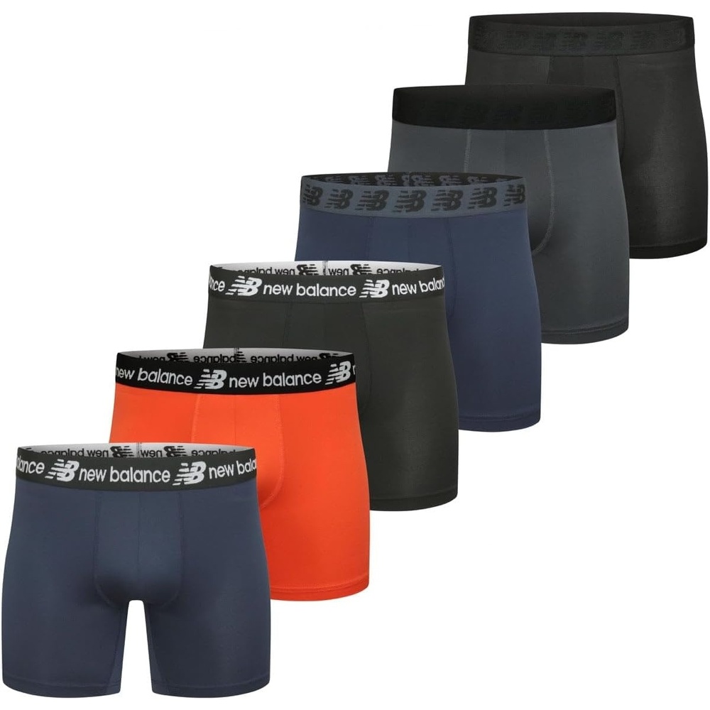 image:imageNew Balance Mens Performance Boxer Briefs Moisture Wicking Lightweight Breathable Underwear Tagless 6 PackBlackNavyOrangeBlackNavyArctic