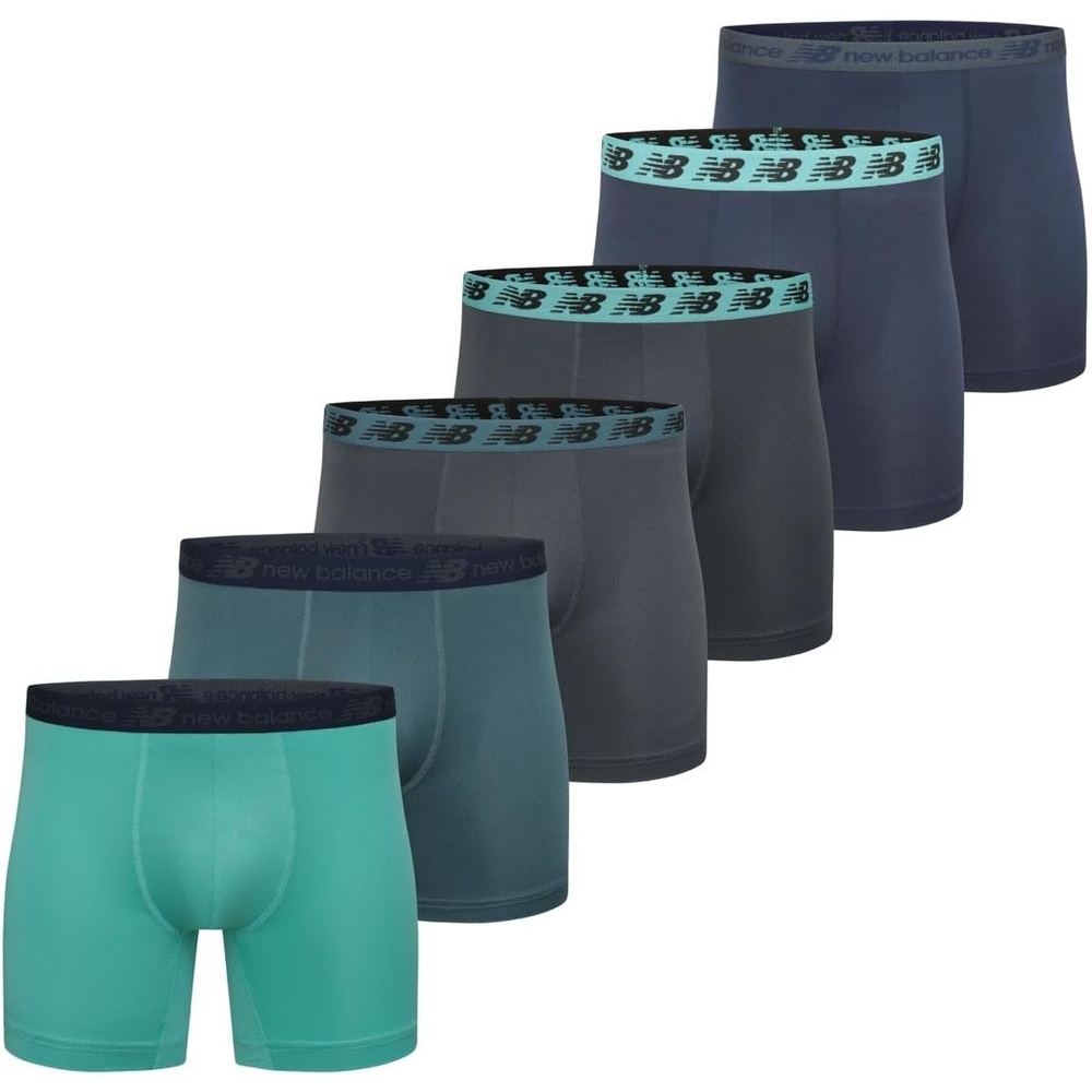 image:imageNew Balance Mens Performance Boxer Briefs Moisture Wicking Lightweight Breathable Underwear Tagless 6 PackTeam NavyThunderJadeAiry
