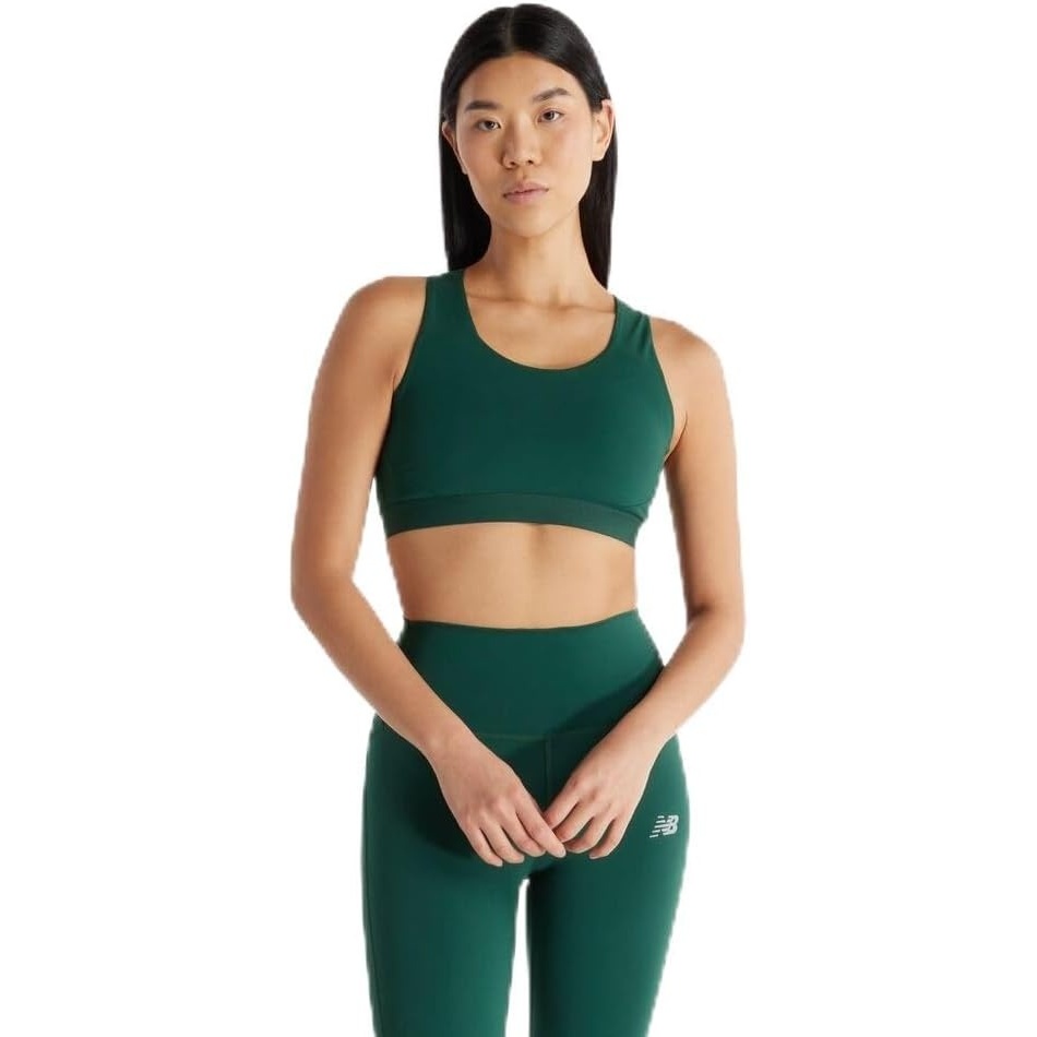 image:imageNew Balance Womens Nb Sleek Medium Support Pocket Sports BraNightwatch Green