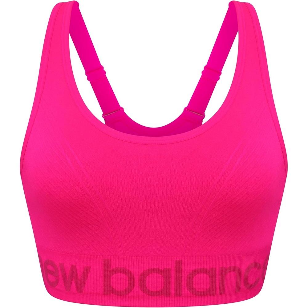 image:imageNew Balance Womens Seamless Cami Sports Bra Adjustable Straps Keyhole Breathability Workout Running BrasAlpha Pink