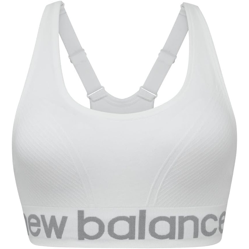 image:imageNew Balance Womens Seamless Cami Sports Bra Adjustable Straps Keyhole Breathability Workout Running BrasMunsell White