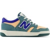 New Balance Kids 480 V1 Lace-up Sneaker(New Spruce/Peach Blossom/Team Royal)