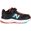 New Balance Kids’ 680 V6 Hook and Loop Running Shoe(Black/Orange/Blue)