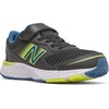 New Balance Kids’ 680 V6 Hook and Loop Running Shoe(Black/Oxygen Blue/Sulphur Yellow)