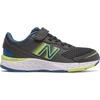 New Balance Kids’ 680 V6 Hook and Loop Running Shoe(Black/Oxygen Blue/Sulphur Yellow)