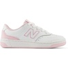 New Balance Unisex-Child Bb80 V1 Lace-up Sneaker(White/Mid Century Pink)
