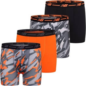 New Balance Boys’ 3.5″ Underwear, Performance Boxer Briefs (4 Pack)(Lava/Avalanche Grey/Black/Avalanche Lava)