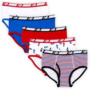 New Balance Boys’ Non-brushed Jersey Performance Wicking Cotton Brief Underwear (5 Pack)(Team Royal/Shoes Red/Team Red/Stripes/White)