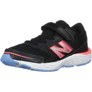 New Balance Kids’ 680 V6 Hook and Loop Running Shoe(Black/Tahitian Pink/Team Carolina)