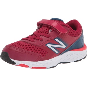 New Balance Kids’ 680 V6 Hook and Loop Running Shoe(Neo Crimson/Rogue Wave)