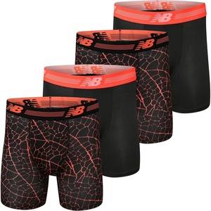 New Balance Men’s 6″ Performance No Fly Boxer Brief Underwear (4 Pack)(Dragonfly/Black (Drg)/Dragonfly/Black (Dr)
