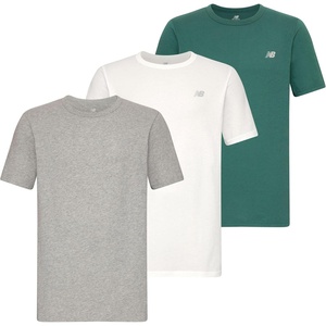 New Balance Men’s Cotton Performance Crew Neck Undershirts Tag Free and Moisture-Wicking (3 Pack)(Light Heather Grey/White/New Spruce)