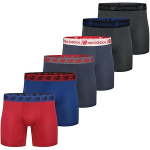 New Balance Men’s Performance Boxer Briefs, Moisture Wicking Lightweight Breathable Underwear, Tagless (6 Pack)(Team Navy/Team Red/Dark Grey/Team Royal/Dark Grey/Team Navy)