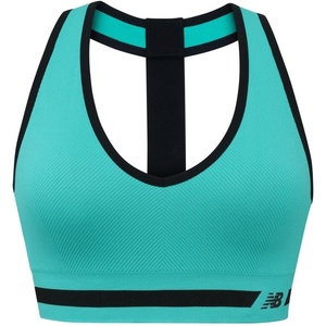 New Balance Seamless Wirefree V-Neck, T-Back Racer Sports Bra with Allover Texture(Reef)