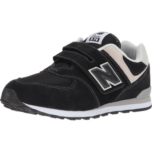 New Balance Unisex-Child 574 V1 Evergreen Hook and Loop Sneaker(Black/Grey)