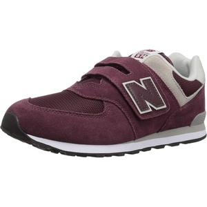 New Balance Unisex-Child 574 V1 Evergreen Hook and Loop Sneaker(Burgundy/Grey)