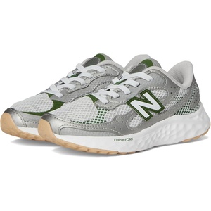 New Balance Unisex-Child Fresh Foam Arishi V4 Tiralux Bungee(Raincloud/Dark Silver Metallic/Alpine Green)