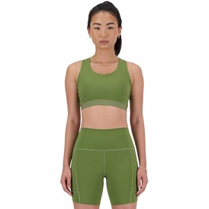 New Balance Women’s Nb Sleek Medium Support Pocket Sports Bra(Dark Olivine)