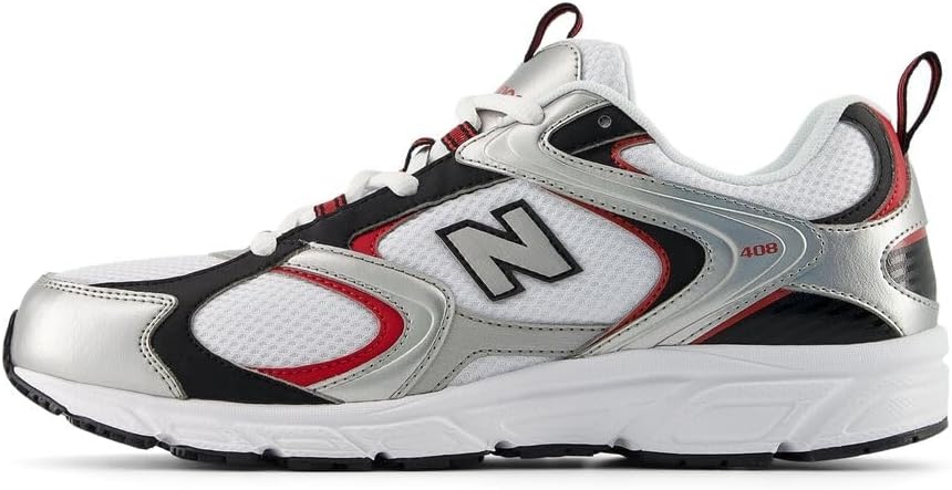 image:imageNew Balance Unisex Adult 408WhiteSilver MetallicShadow Red