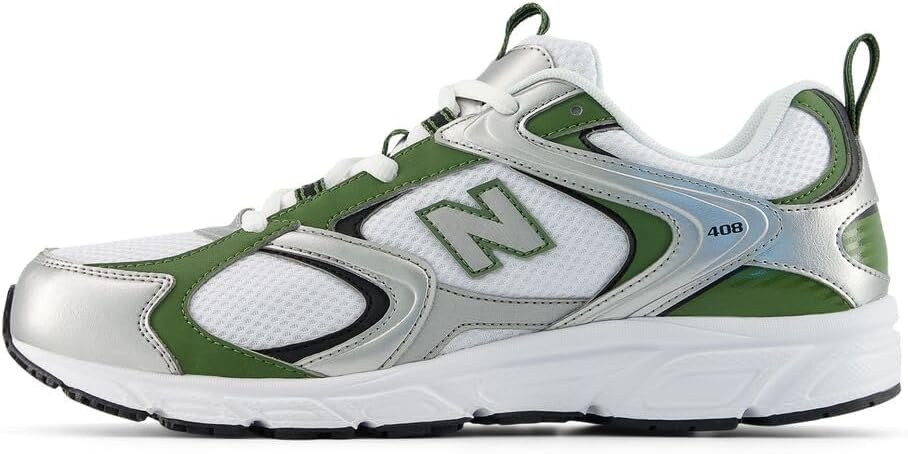 image:imageNew Balance Unisex Adult 408WhiteSilver MetallicUtility Green