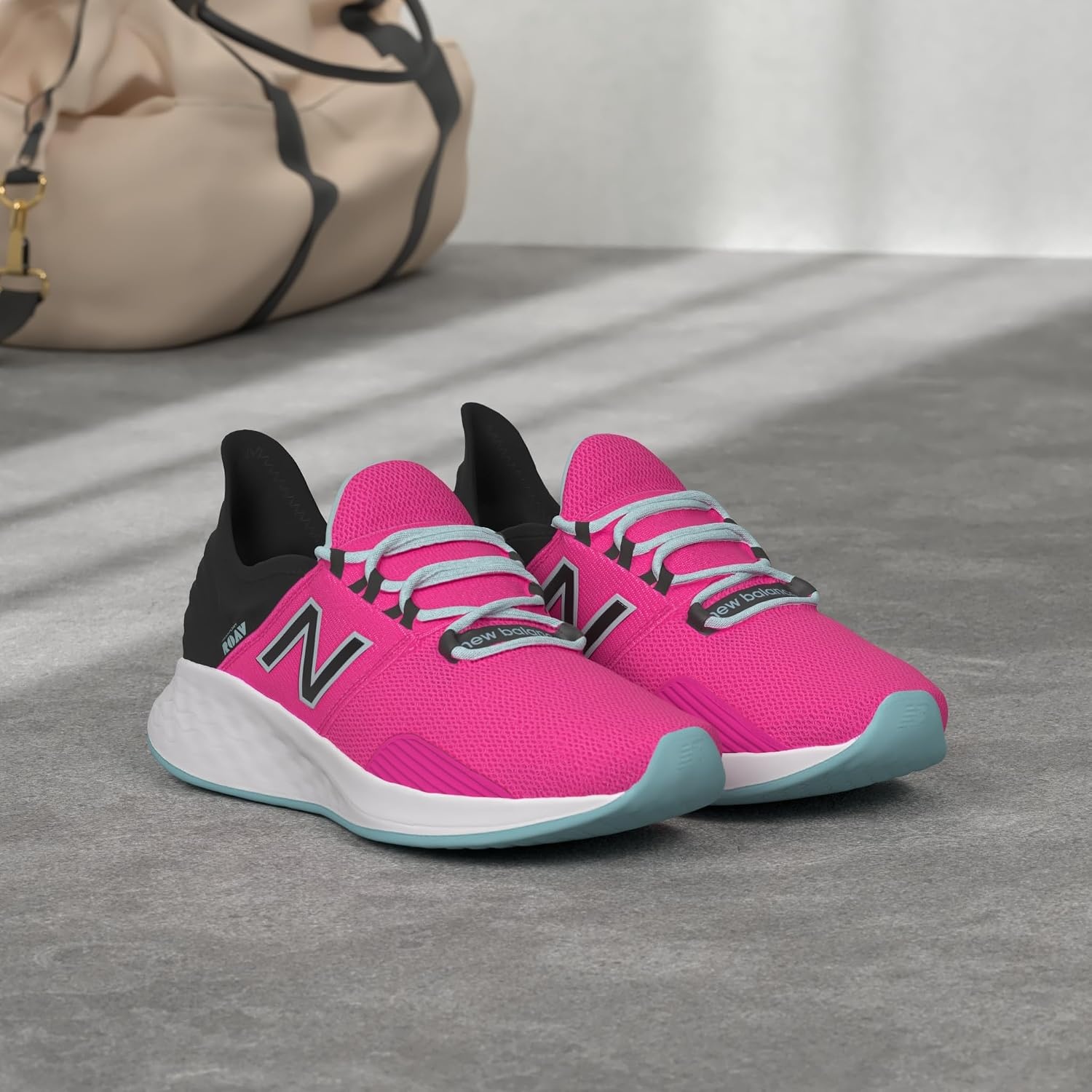 image:imageNew Balance Womens Fresh Foam Roav Running ShoePink GloBlue ChillBlack