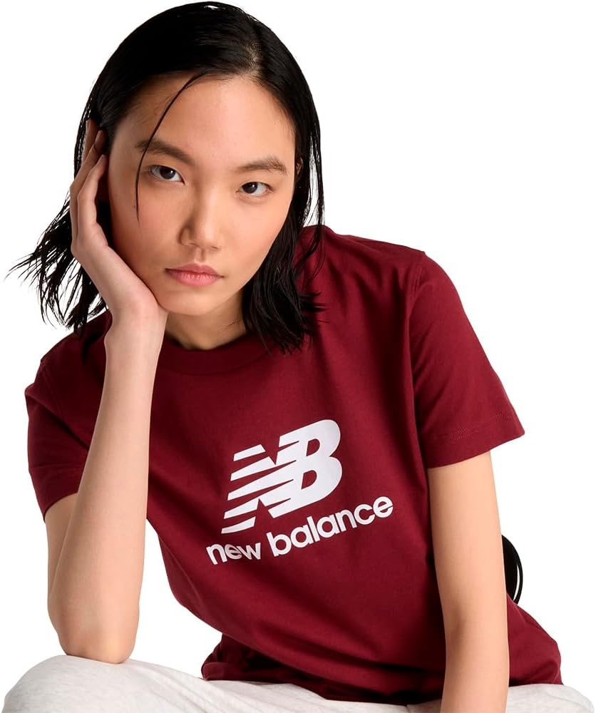 image:imageNew Balance Womens Sport Essentials Jersey Logo TShirtMonarch Burgundy 611