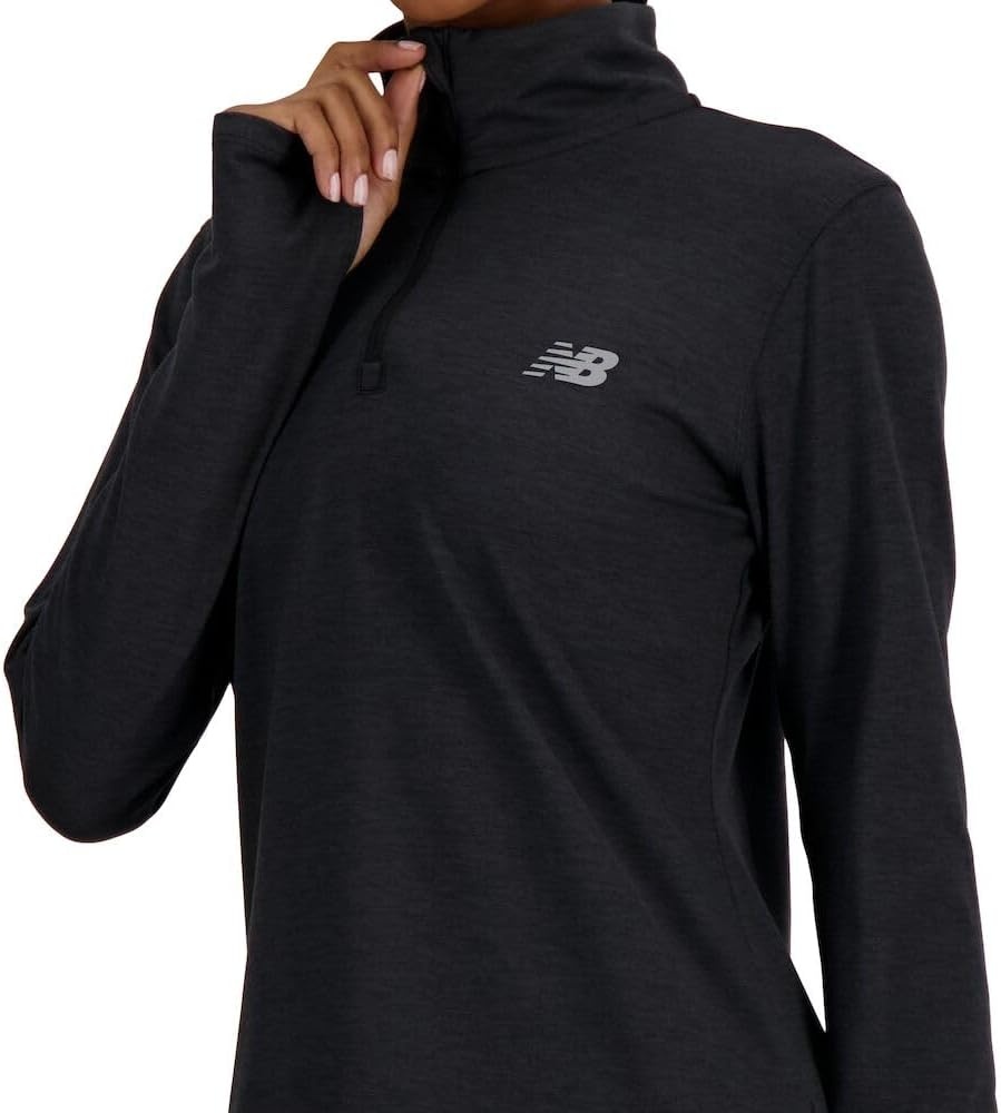 image:imageNew Balance Womens Sport Essentials Space Dye Quarter ZipBlack Heather