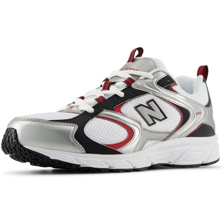 image:imageNew Balance Unisex Adult 408WhiteSilver MetallicShadow Red